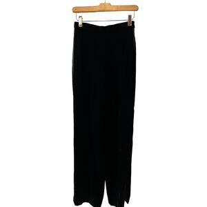 Hanae Mori Paris Haute Couture High Waisted Black Velvet Tuxedo Pants 38